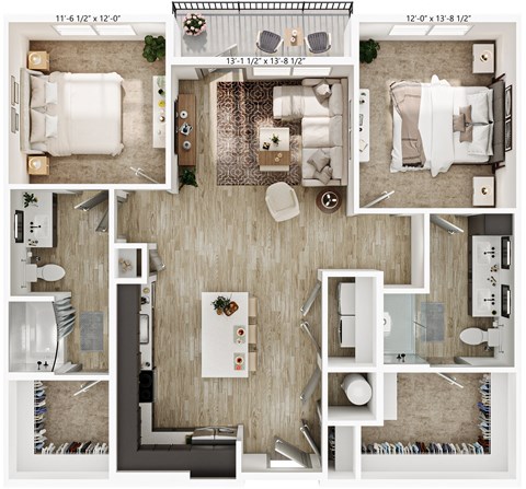 theres a bedroom with a bathroom and a living room